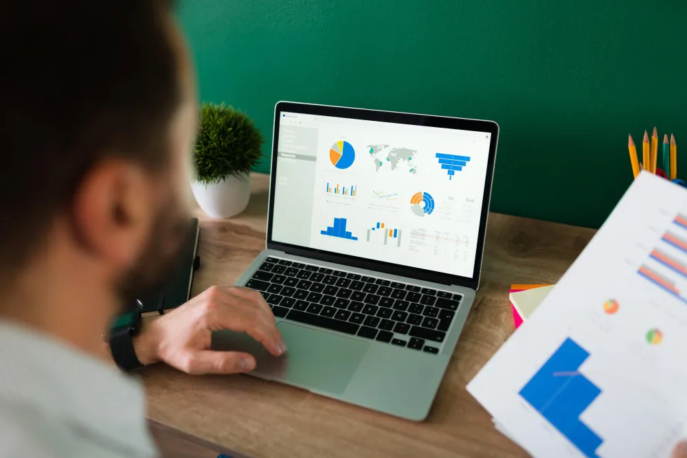 Marketing analyst reviewing digital data