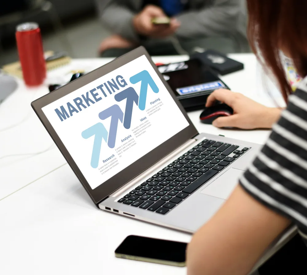 Marketing performance chart on a laptop