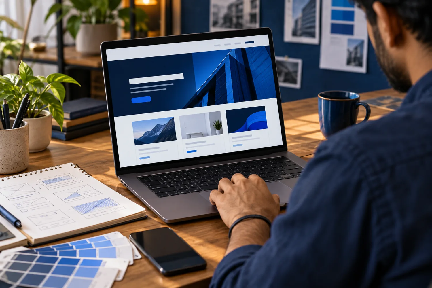 Designer creating a website layout